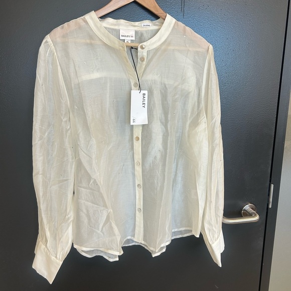 Bailey 44 (Revolve) NWT XL Sheer Blouse with Diamond tiny embellishments - Picture 4 of 13